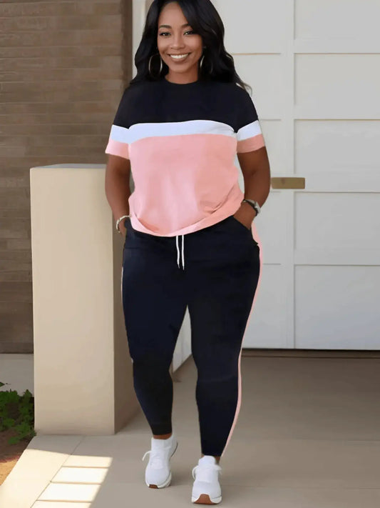Plus Size Drawstring Pants Set