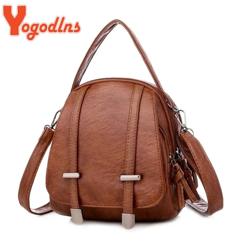 Vintage Small Shoulder Bag Women Soft Leather Crossbody Bag Multifunction Messenger Bag