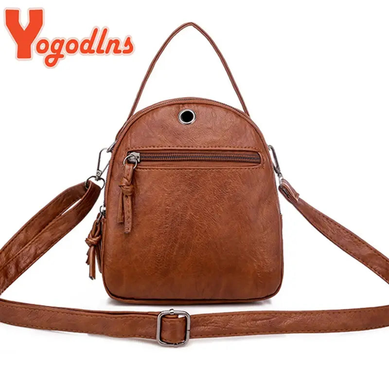 Vintage Small Shoulder Bag Women Soft Leather Crossbody Bag Multifunction Messenger Bag