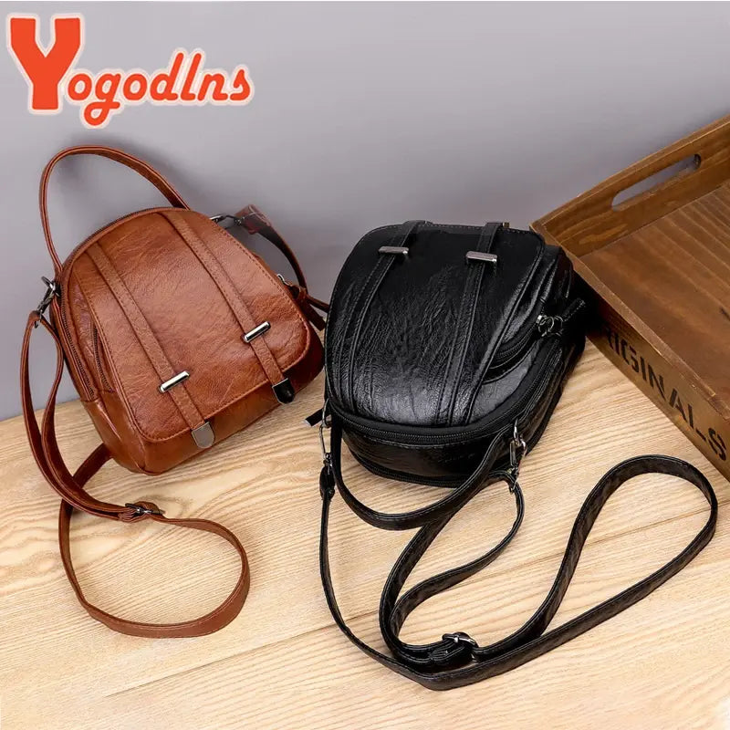 Vintage Small Shoulder Bag Women Soft Leather Crossbody Bag Multifunction Messenger Bag