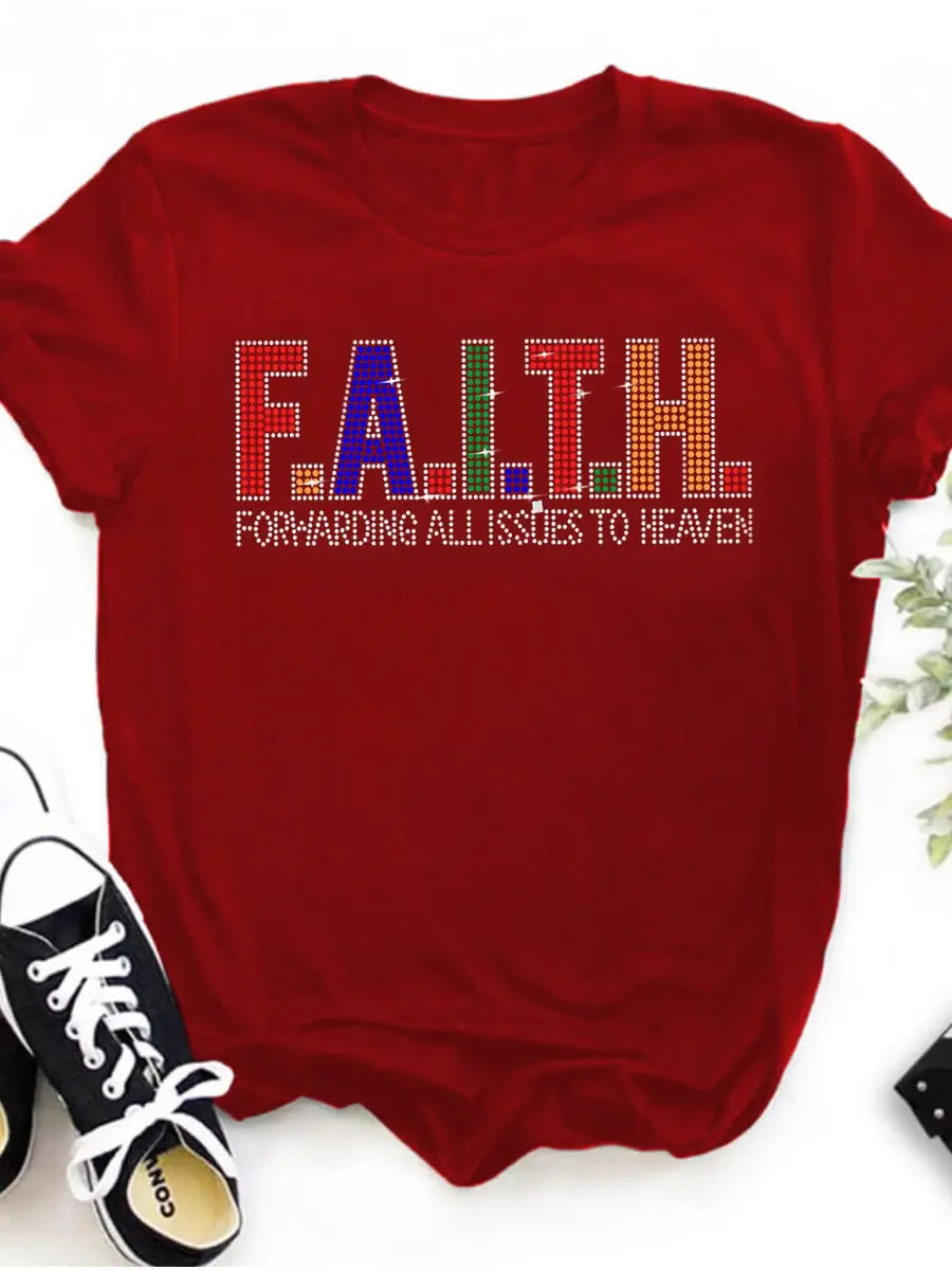 Plus Size T-Shirts with Rhinestone for women