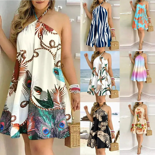Summer Printed Halter Baggy Dress