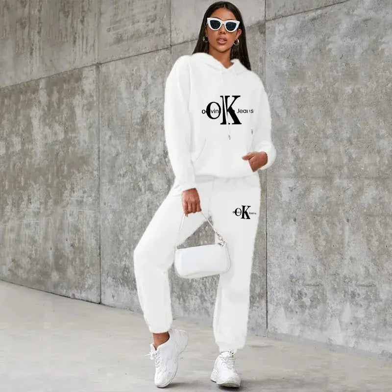 Plus-size Women's Women Hoodies + Pants Set Casual Tracksuits