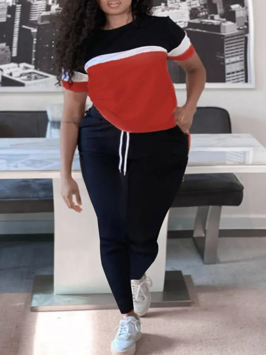 Plus Size Drawstring Pants Set