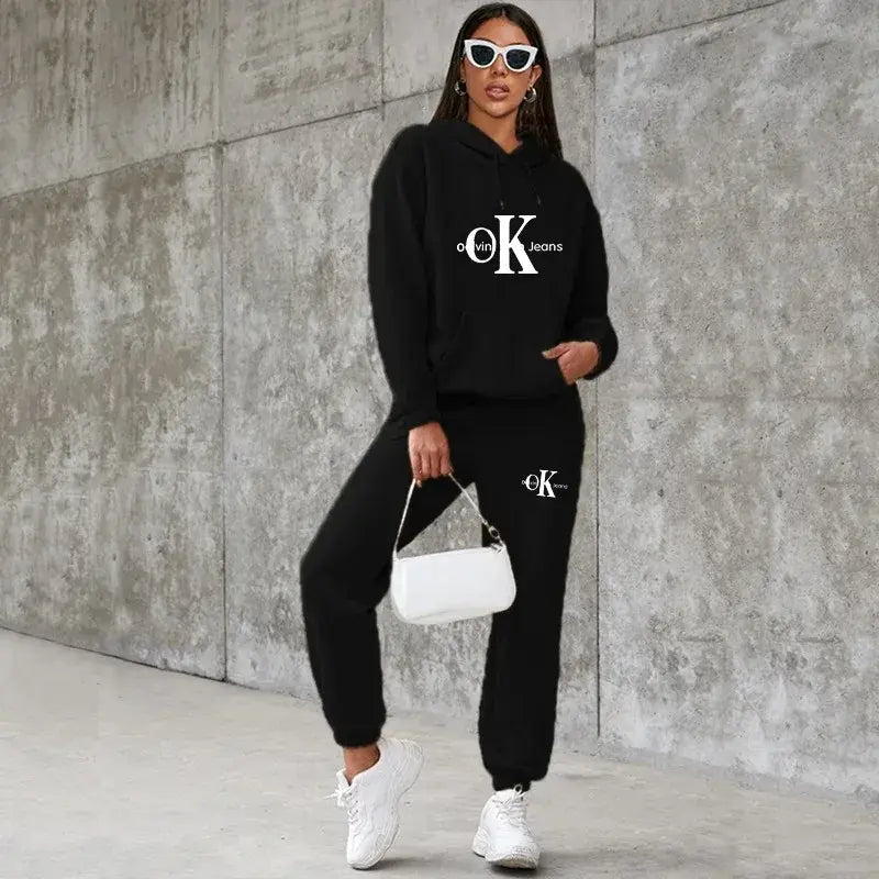 Plus-size Women's Women Hoodies + Pants Set Casual Tracksuits