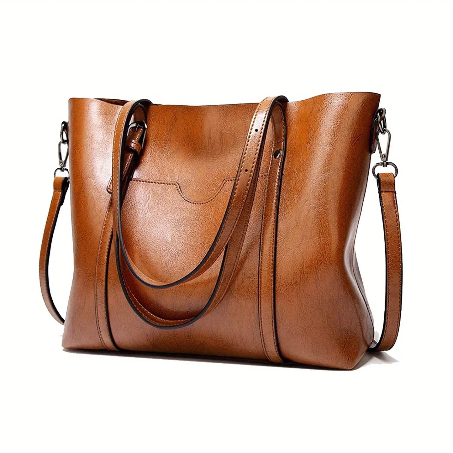 Retro Designer Large Capacity Women's Tote Bag Soft PU Leather