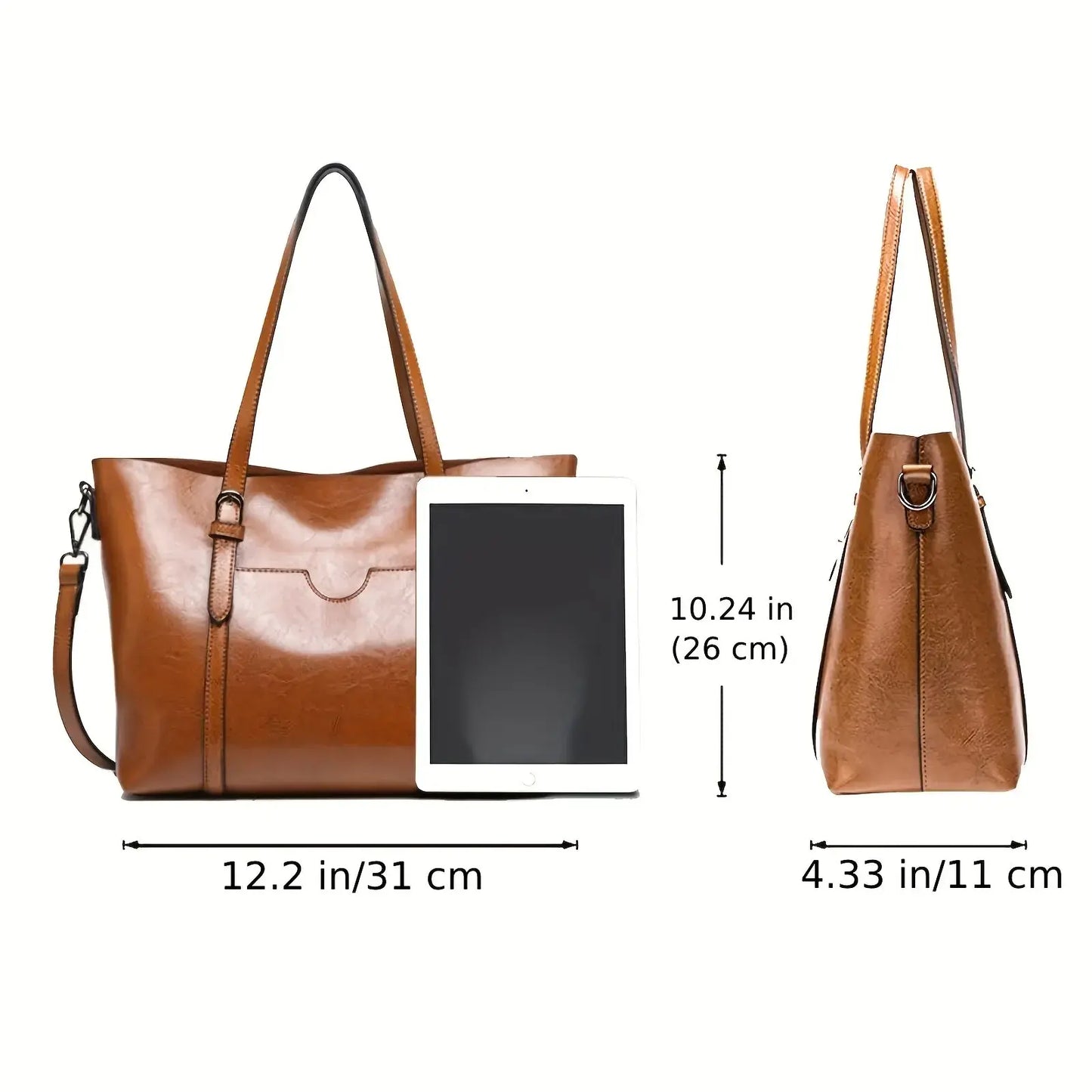 Retro Designer Large Capacity Women's Tote Bag Soft PU Leather
