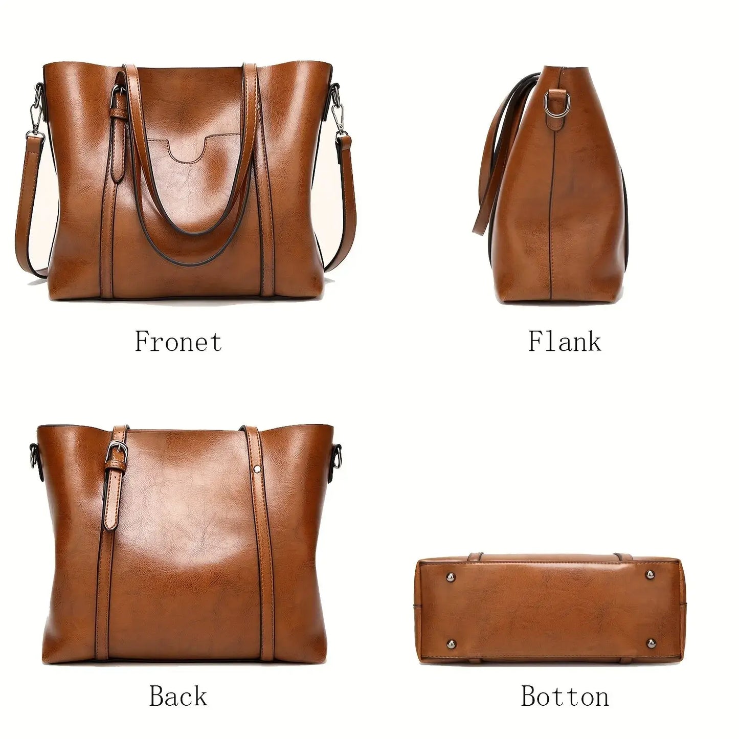 Retro Designer Large Capacity Women's Tote Bag Soft PU Leather