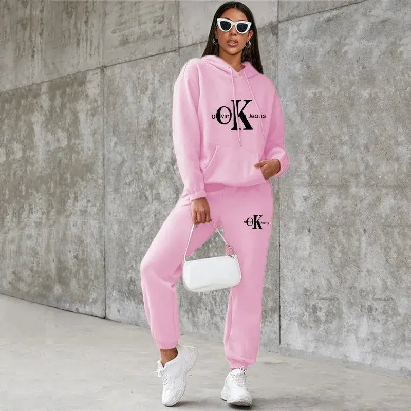 Plus-size Women's Women Hoodies + Pants Set Casual Tracksuits
