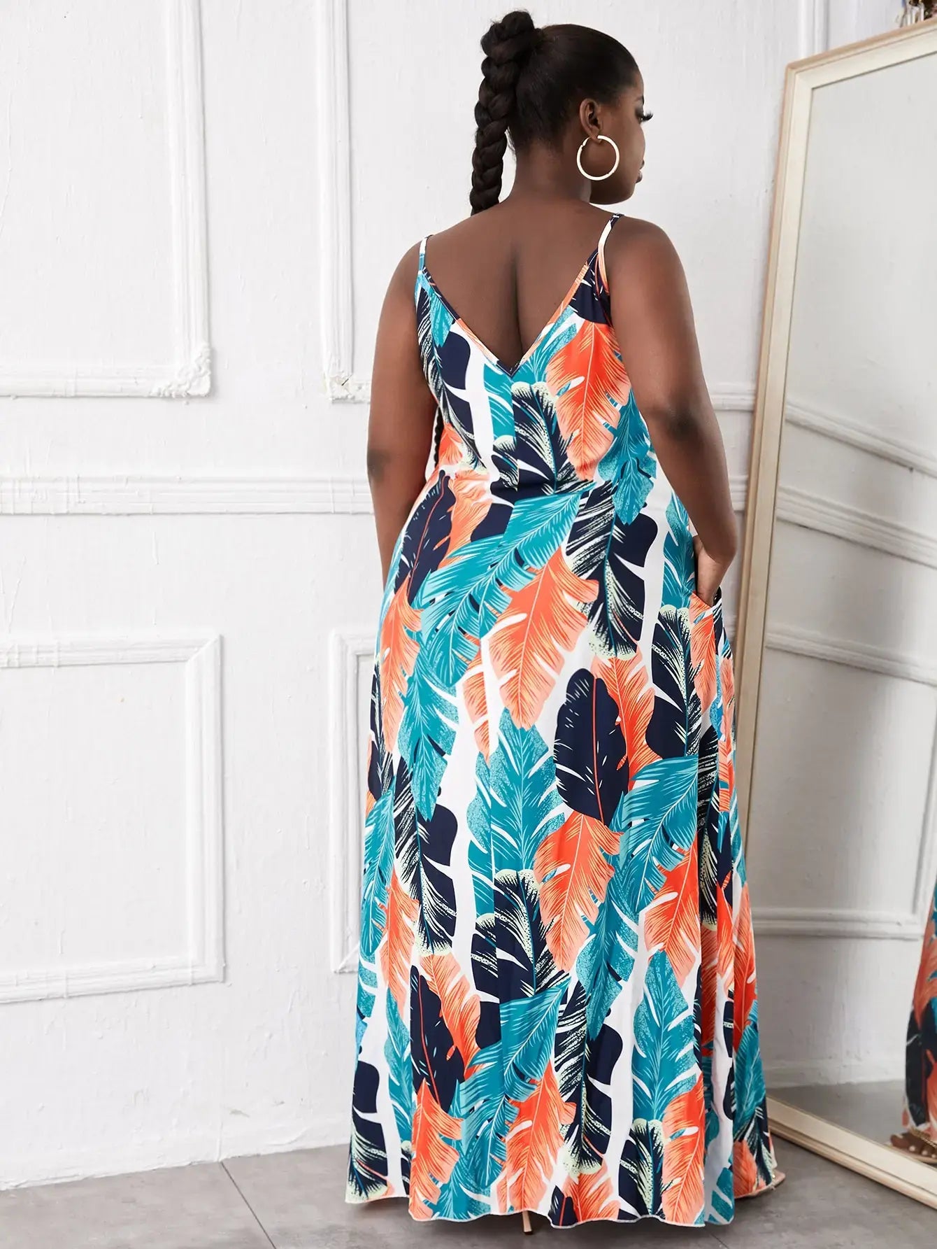 Women's plus-size dress printed loose floor mop dress