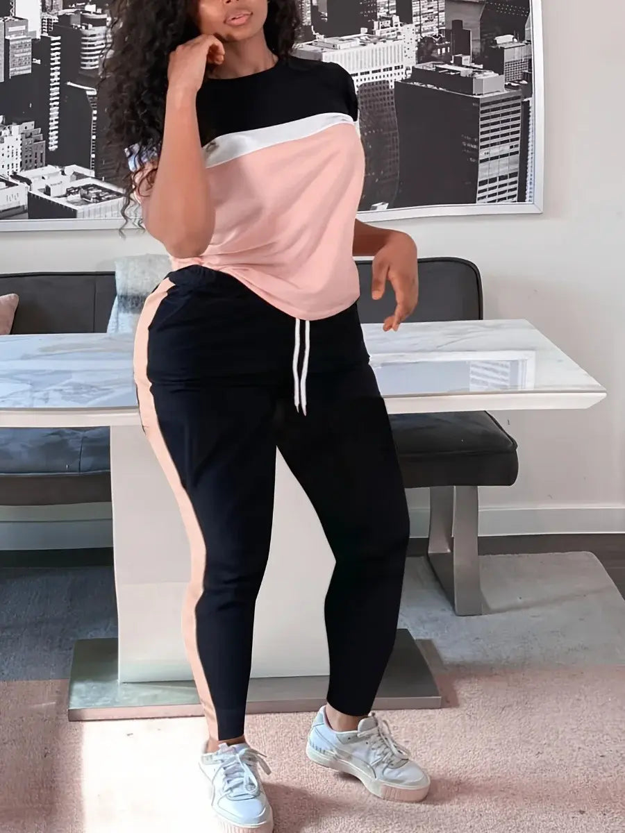 Plus Size Drawstring Pants Set