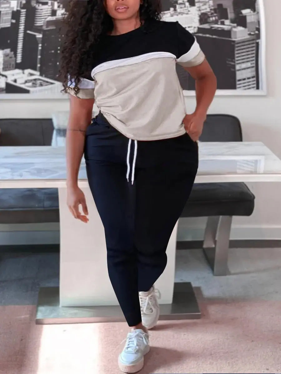 Plus Size Drawstring Pants Set
